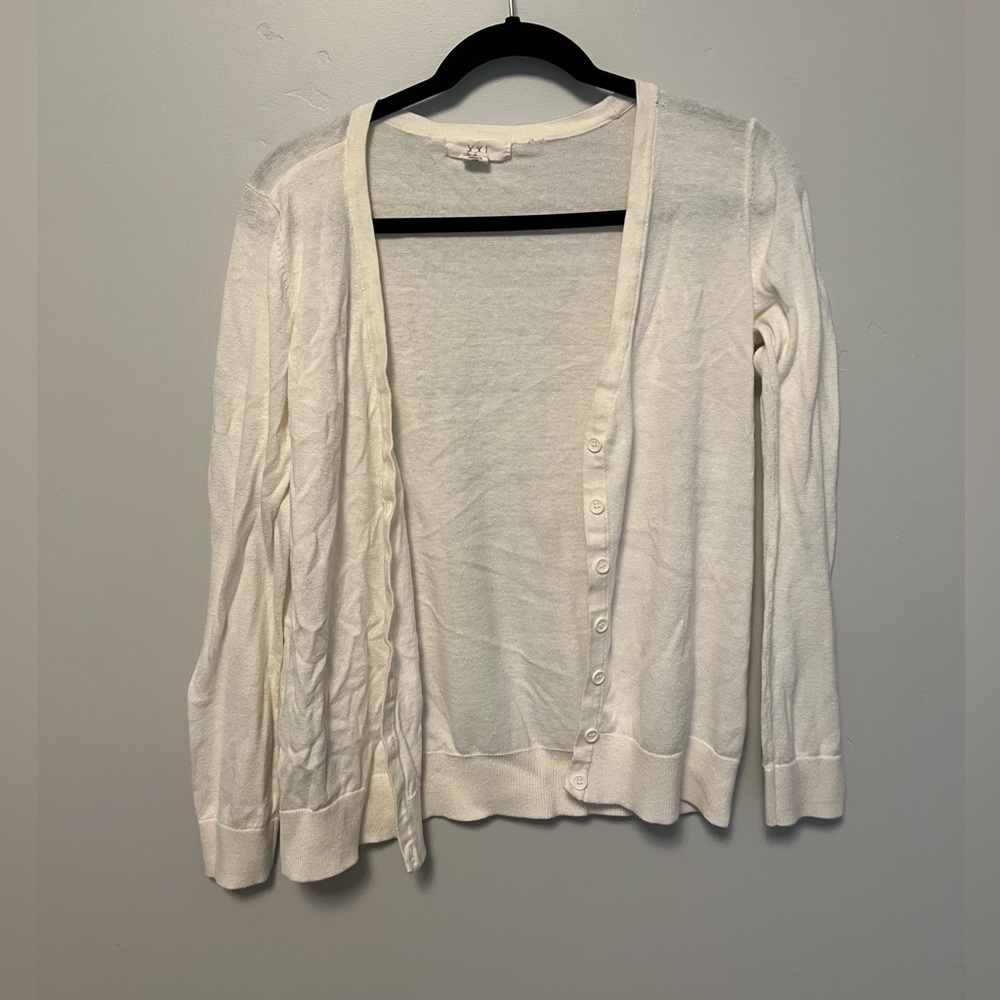 Forever 21 White Cotton Cardigan